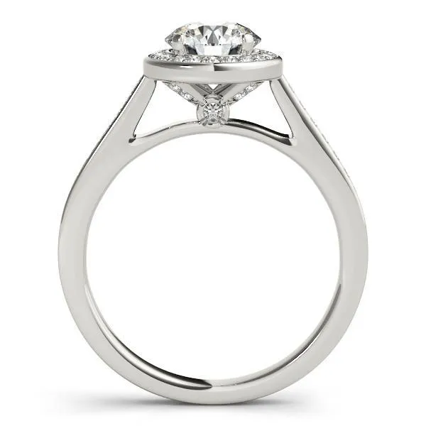 Rings Fire Brilliance Skye Round Center Stone Channel Shank Halo Engagement Ring