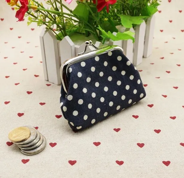 Rings G123 Navy Blue White Polka Dot Clasp Coin Purse POLLY