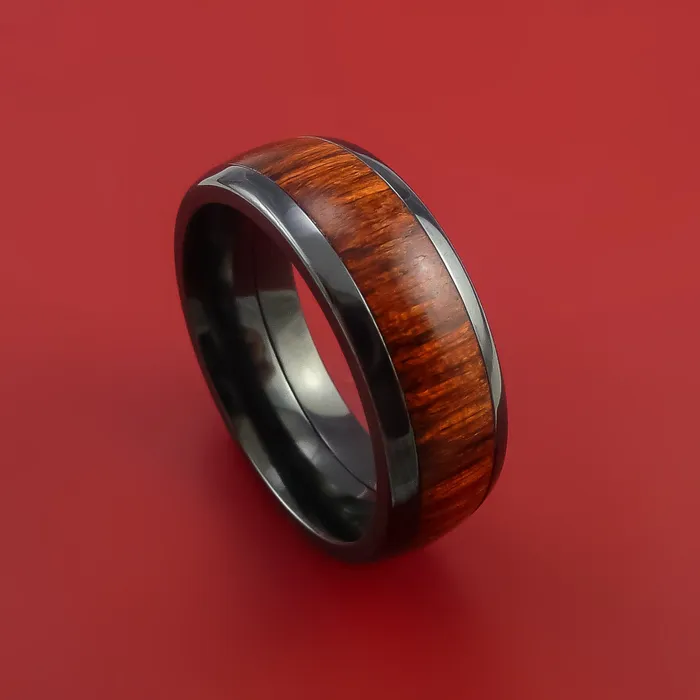 Rings Lashbrook Black Zirconium Ring with Hardwood Inlay Custom Made Band