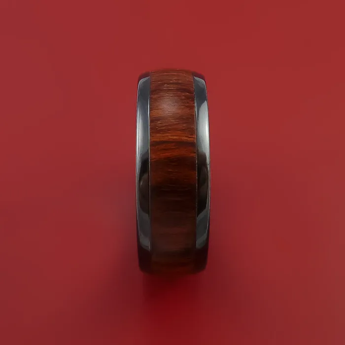 Rings Lashbrook Black Zirconium Ring with Hardwood Inlay Custom Made Band