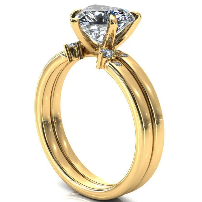 Rings Maise Heart Moissanite 5 Prong Diamond Accent Engagement Ring Fire Brilliance 