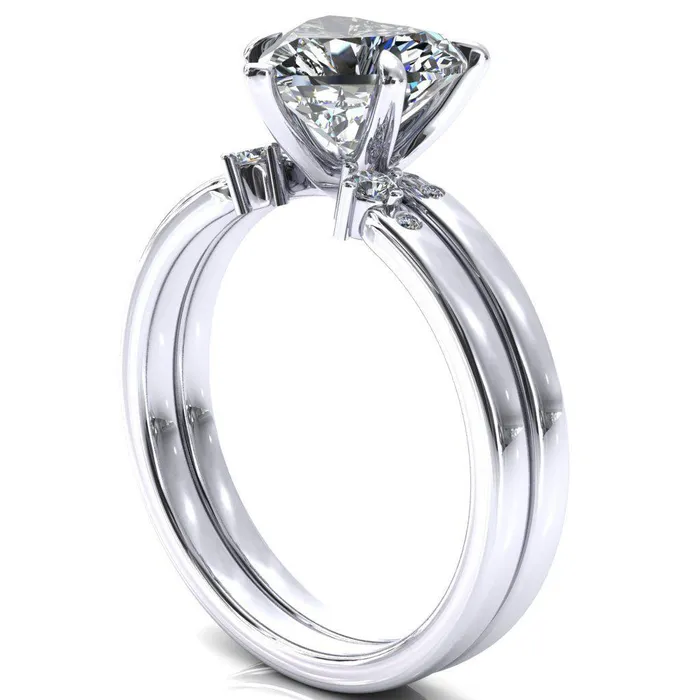 Rings Maise Heart Moissanite 5 Prong Diamond Accent Engagement Ring Fire Brilliance 