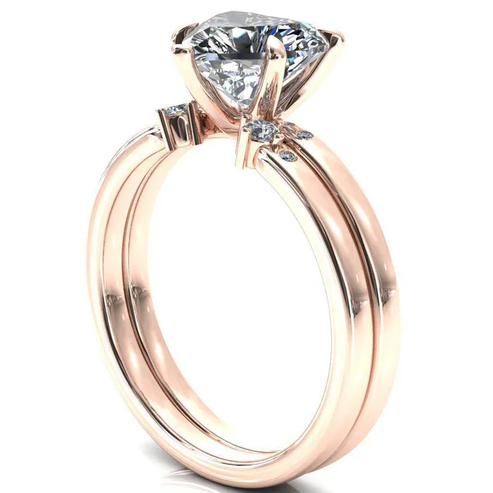 Rings Maise Heart Moissanite 5 Prong Diamond Accent Engagement Ring Fire Brilliance 