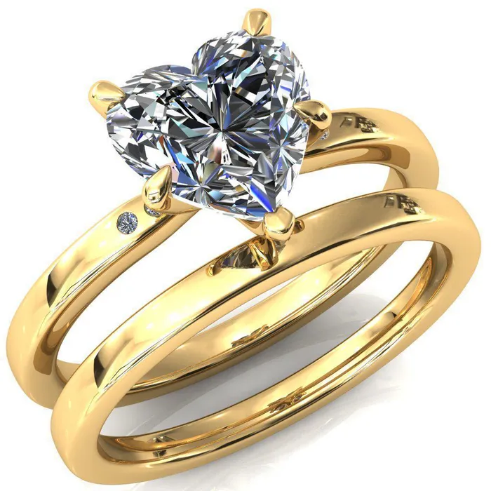 Rings Maise Heart Moissanite 5 Prong Diamond Accent Engagement Ring Fire Brilliance 