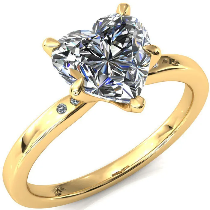 Rings Maise Heart Moissanite 5 Prong Diamond Accent Engagement Ring Fire Brilliance 