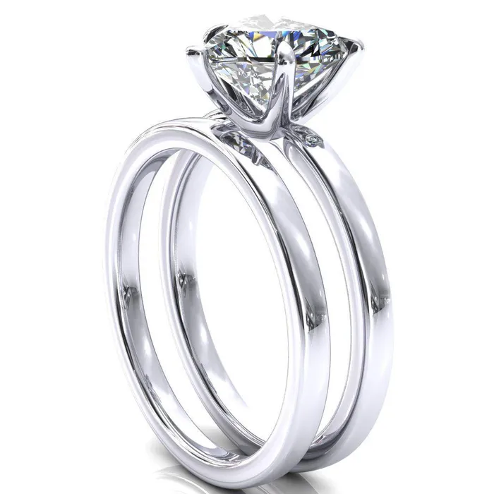 Rings Maise Heart Moissanite 5 Prong Diamond Accent Engagement Ring Fire Brilliance 