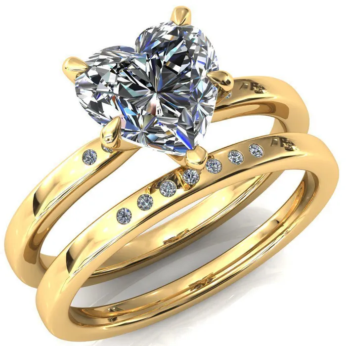 Rings Maise Heart Moissanite 5 Prong Diamond Accent Engagement Ring Fire Brilliance 