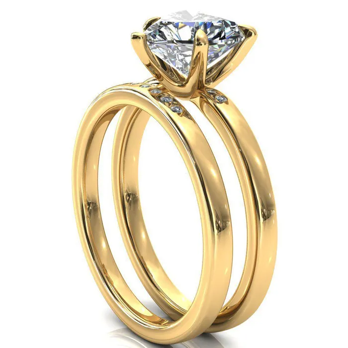 Rings Maise Heart Moissanite 5 Prong Diamond Accent Engagement Ring Fire Brilliance 