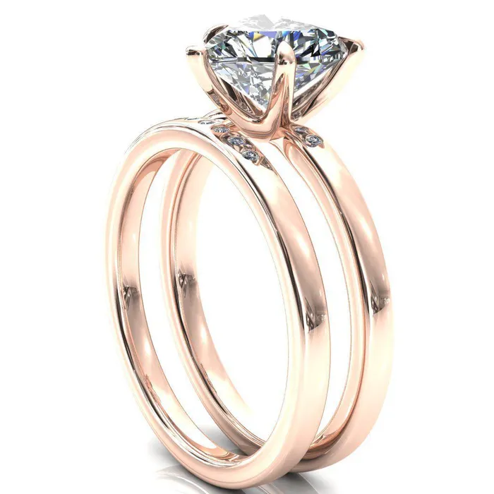 Rings Maise Heart Moissanite 5 Prong Diamond Accent Engagement Ring Fire Brilliance 