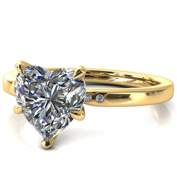 Rings Maise Heart Moissanite 5 Prong Diamond Accent Engagement Ring Fire Brilliance 