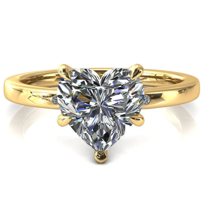 Rings Maise Heart Moissanite 5 Prong Diamond Accent Engagement Ring Fire Brilliance 