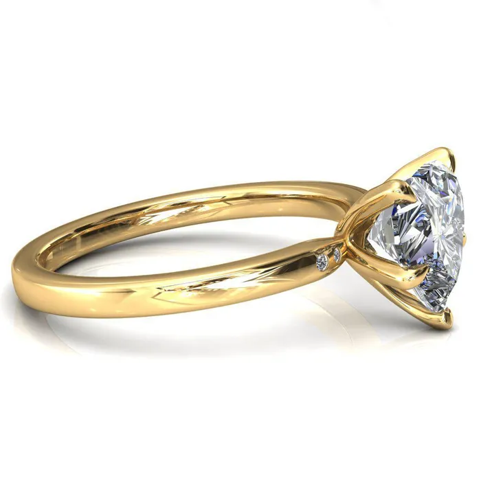 Rings Maise Heart Moissanite 5 Prong Diamond Accent Engagement Ring Fire Brilliance 