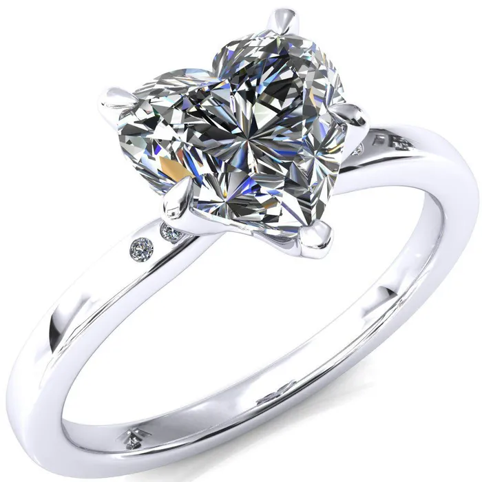 Rings Maise Heart Moissanite 5 Prong Diamond Accent Engagement Ring Fire Brilliance 