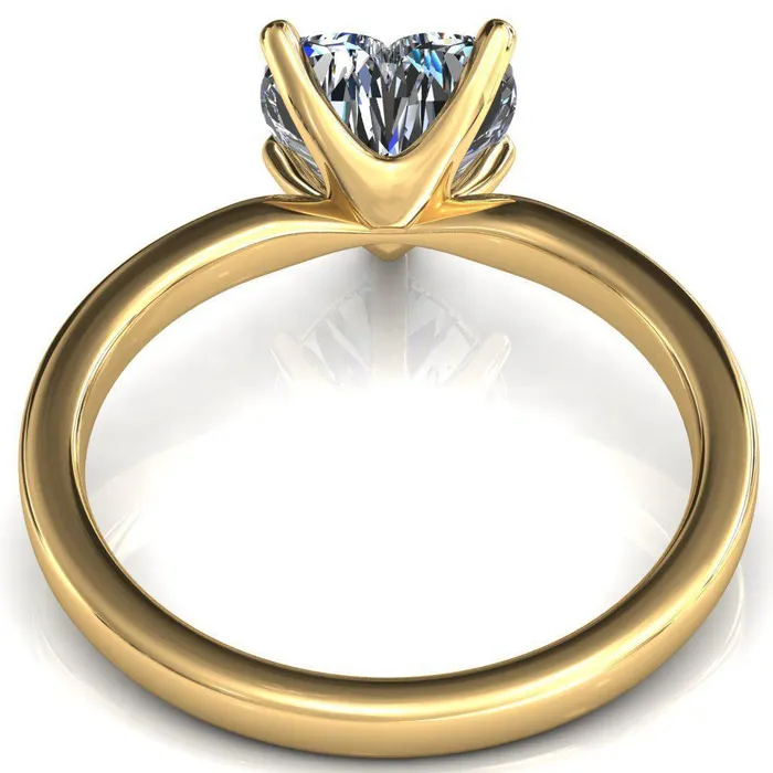 Rings Maise Heart Moissanite 5 Prong Diamond Accent Engagement Ring Fire Brilliance 
