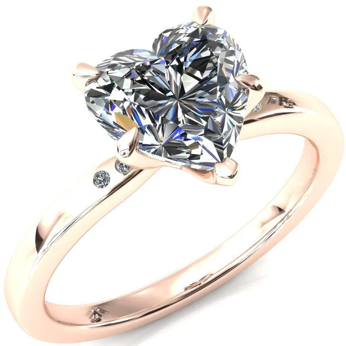 Rings Maise Heart Moissanite 5 Prong Diamond Accent Engagement Ring Fire Brilliance 
