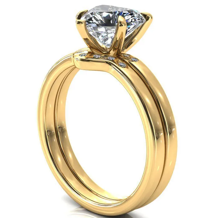 Rings Maise Heart Moissanite 5 Prong Diamond Accent Engagement Ring Fire Brilliance 