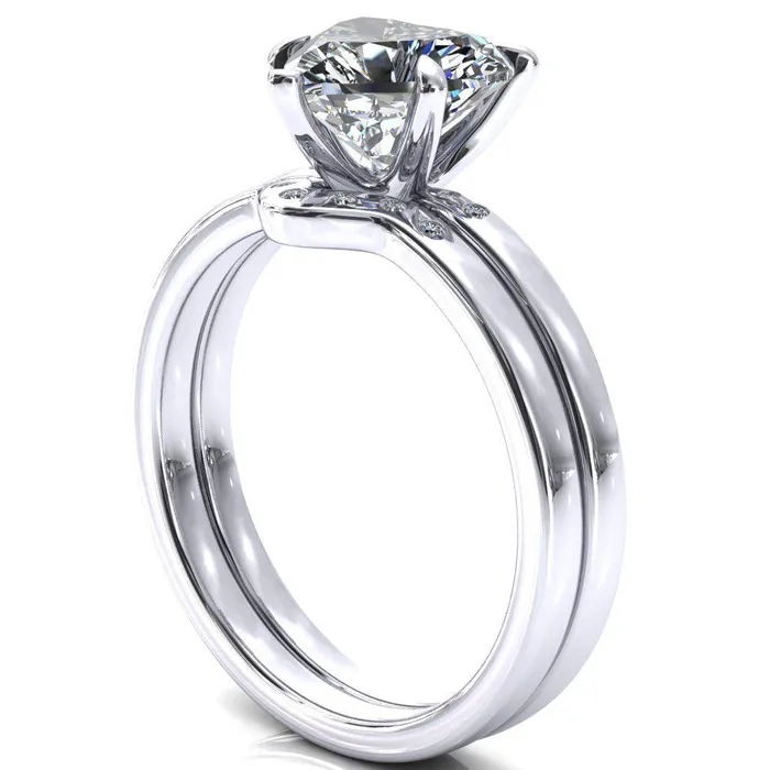 Rings Maise Heart Moissanite 5 Prong Diamond Accent Engagement Ring Fire Brilliance 