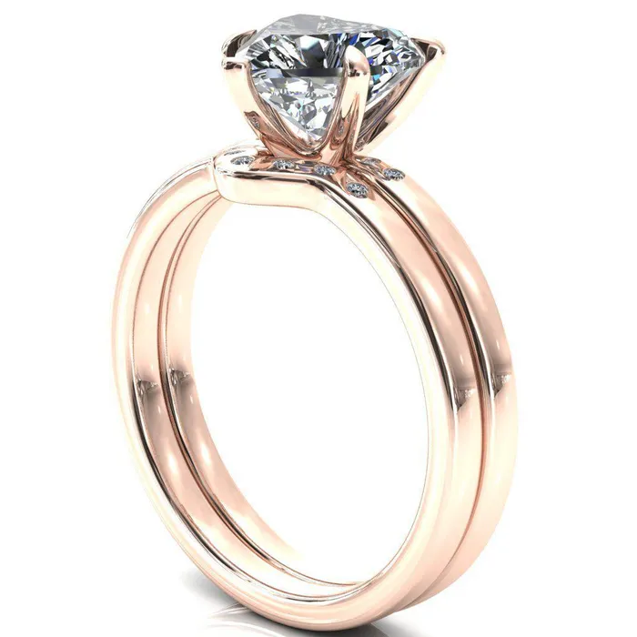 Rings Maise Heart Moissanite 5 Prong Diamond Accent Engagement Ring Fire Brilliance 