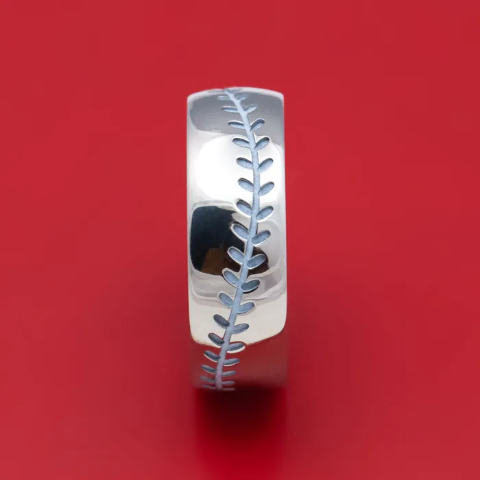 Rings Titanium Baseball Stitch Ring with Hardwood Sleeve Custom Designed by You Lashbrook