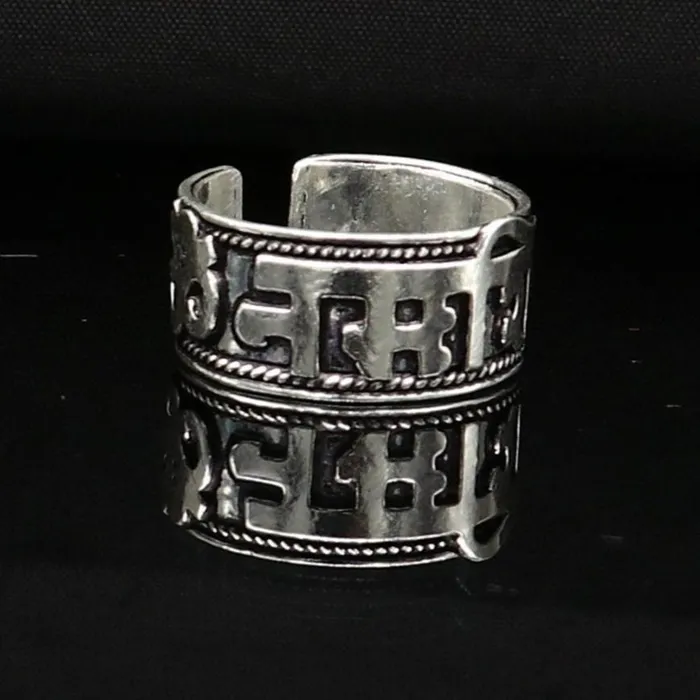 Rings TRIBAL ORNAMENTS 925 sterling silver 11mm wide solid handmade Adjustable idol shiva mantra Aum OM Namah Shivay ring band thumb ring oxidized jewelry ring320