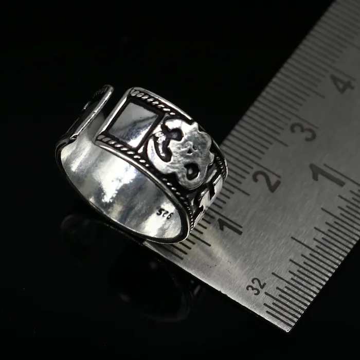 Rings TRIBAL ORNAMENTS 925 sterling silver 11mm wide solid handmade Adjustable idol shiva mantra Aum OM Namah Shivay ring band thumb ring oxidized jewelry ring320