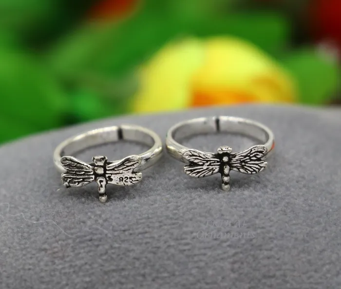 Rings TribalOrnaments 925 sterling silver handmade fabulous butterfly design toe ring band tribal belly dance vintage style ethnic jewelry ytr39
