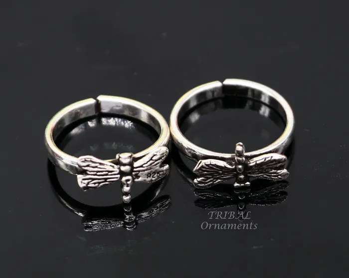 Rings TribalOrnaments 925 sterling silver handmade fabulous butterfly design toe ring band tribal belly dance vintage style ethnic jewelry ytr39