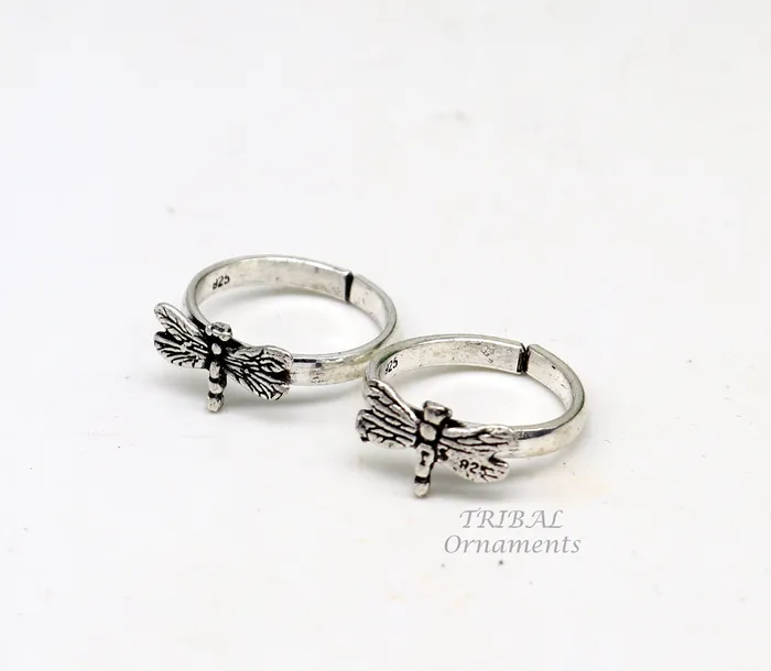 Rings TribalOrnaments 925 sterling silver handmade fabulous butterfly design toe ring band tribal belly dance vintage style ethnic jewelry ytr39