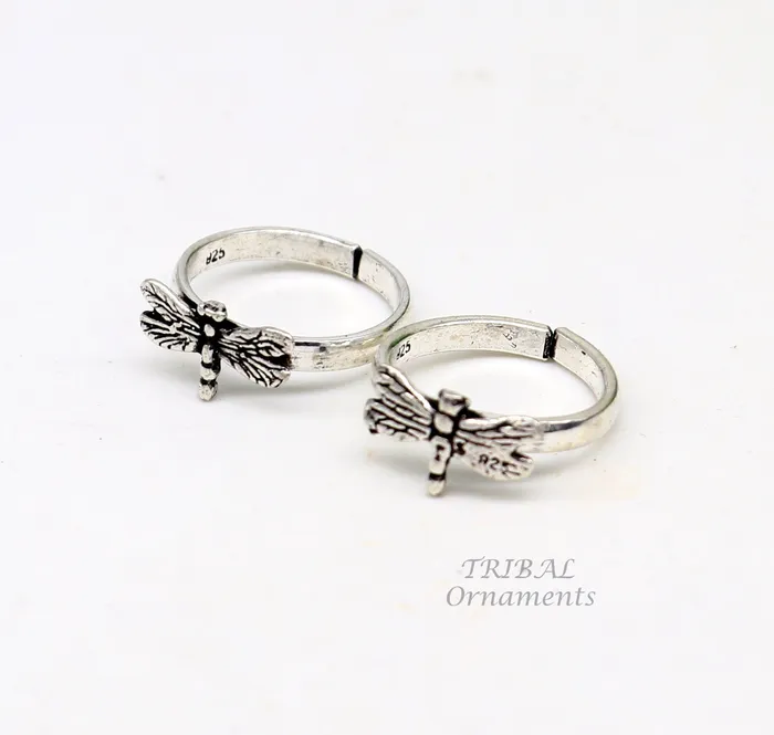 Rings TribalOrnaments 925 sterling silver handmade fabulous butterfly design toe ring band tribal belly dance vintage style ethnic jewelry ytr39