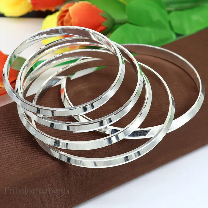 Solid 925 sterling silver handmade punjabi sikha bangle bracelet kada all sized mens or girls bangle kada daily use jewelry nsk366 TRIBAL ORNAMENTS Bracelets