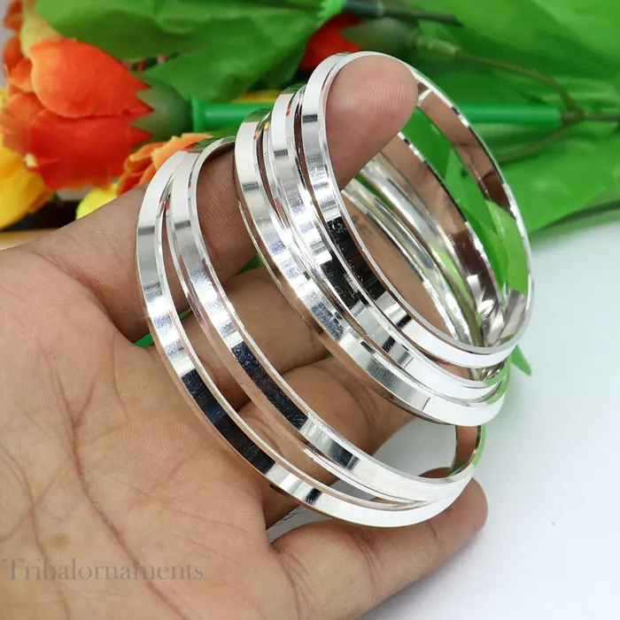 Solid 925 sterling silver handmade punjabi sikha bangle bracelet kada all sized mens or girls bangle kada daily use jewelry nsk366 TRIBAL ORNAMENTS Bracelets