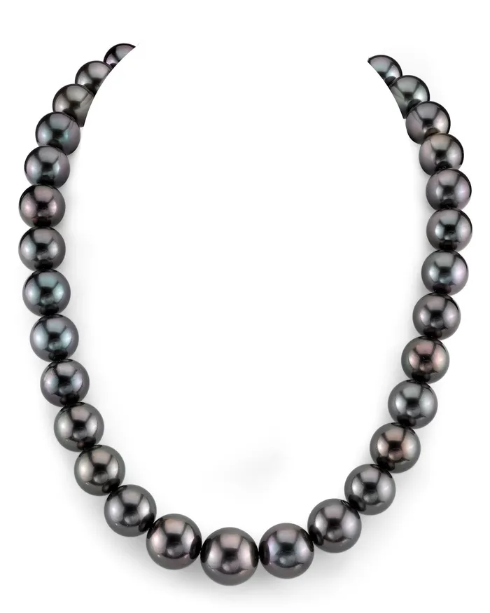 spt Necklaces Dark Tahitian True Round Pearl Necklace 120150mm AAAA Quality