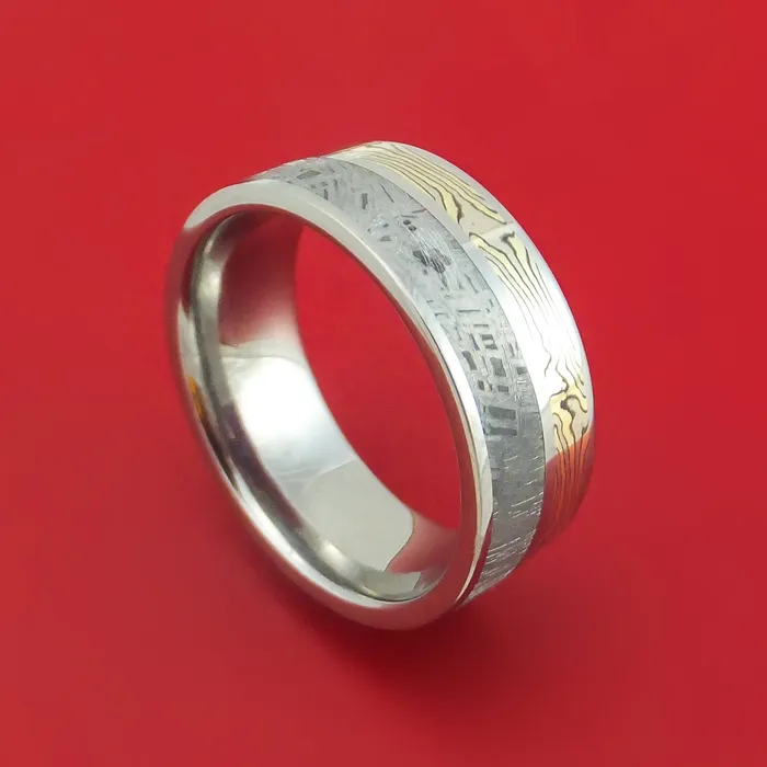 Titanium Ring with Mokume and Meteorite Custom Made Lashbrook Rings