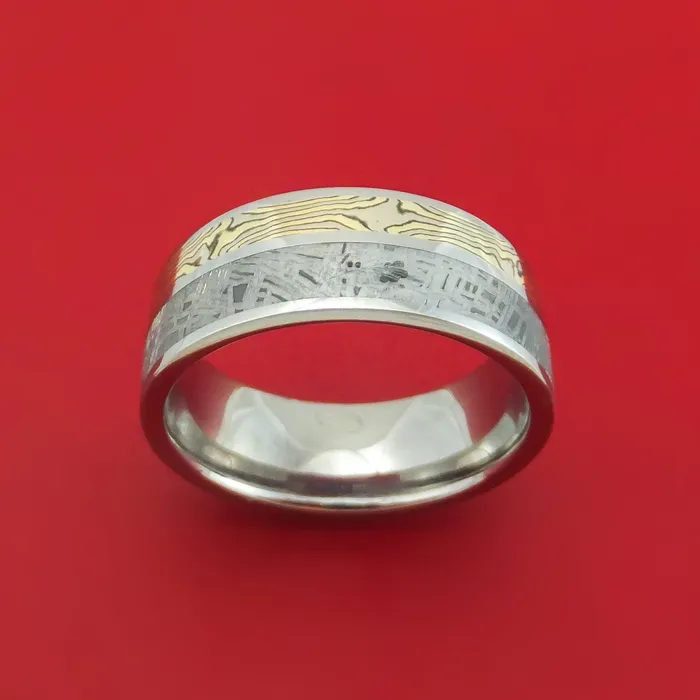 Titanium Ring with Mokume and Meteorite Custom Made Lashbrook Rings Titanium Ring with Mokume and Meteorite Custom Made Lashbrook Rings