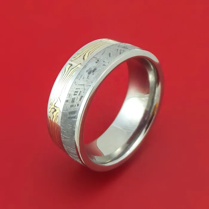 Titanium Ring with Mokume and Meteorite Custom Made Lashbrook Rings Titanium Ring with Mokume and Meteorite Custom Made Lashbrook Rings