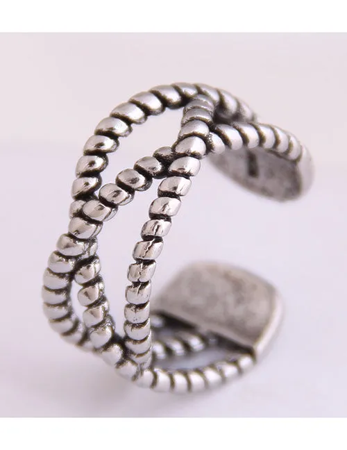 TR10 Silver Woven Design Toe Ring 02 Rings