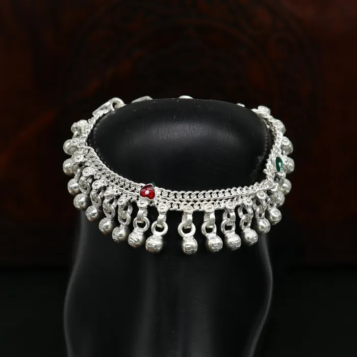 TRIBAL ORNAMENTS 5 handmade solid sterling silver waved jingling bells noisy anklets excellent gifting baby foot bracelet charm kids jewelry ank362 Bracelets TRIBAL ORNAMENTS 5 handmade solid sterling silver waved jingling bells noisy anklets excellent gifting baby foot bracelet charm kids jewelry ank362 Bracelets