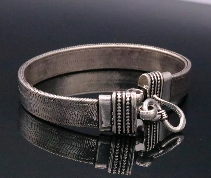 TRIBAL ORNAMENTS Bracelets 85 Vintage solid Handmade 925 sterling silver solid wheat chain foxtail chain bracelet unisex awesome jewelry for gifting sbr67