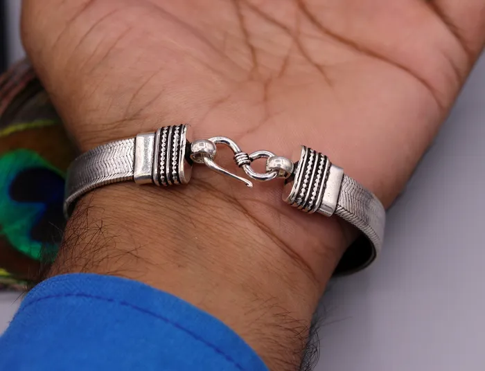 TRIBAL ORNAMENTS Bracelets 85 Vintage solid Handmade 925 sterling silver solid wheat chain foxtail chain bracelet unisex awesome jewelry for gifting sbr67