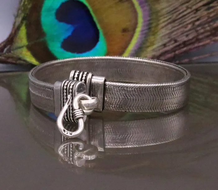 TRIBAL ORNAMENTS Bracelets 85 Vintage solid Handmade 925 sterling silver solid wheat chain foxtail chain bracelet unisex awesome jewelry for gifting sbr67