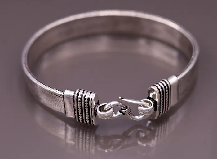 TRIBAL ORNAMENTS Bracelets 85 Vintage solid Handmade 925 sterling silver solid wheat chain foxtail chain bracelet unisex awesome jewelry for gifting sbr67