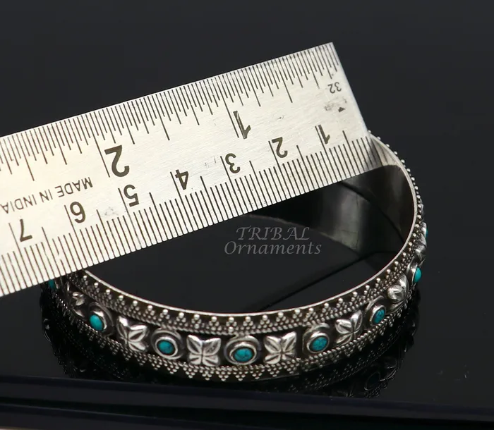 TRIBAL ORNAMENTS Bracelets 925 sterling silver customized vintage antique design turquoise stone bangle bracelet kada best gift for brides ethnic jewelry nba338 TRIBAL ORNAMENTS Bracelets 925 sterling silver customized vintage antique design turquoise stone bangle bracelet kada best gift for brides ethnic jewelry nba338