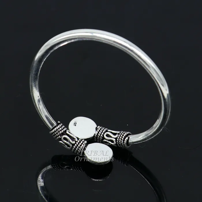 TRIBAL ORNAMENTS Bracelets 925 sterling silver handmade plain shiny baby bangle bracelet kada excellent gifting kids bracelet stylish gifting kada nsk533