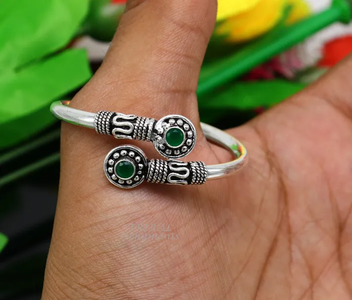 TRIBAL ORNAMENTS Bracelets 925 sterling silver handmade plain shiny baby bangle bracelet kada excellent gifting kids bracelet stylish gifting kada nsk533