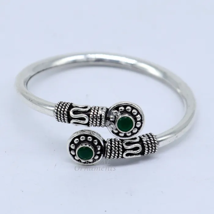 TRIBAL ORNAMENTS Bracelets 925 sterling silver handmade plain shiny baby bangle bracelet kada excellent gifting kids bracelet stylish gifting kada nsk533