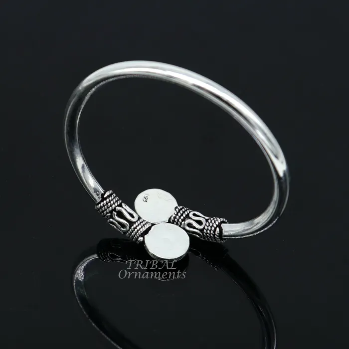TRIBAL ORNAMENTS Bracelets 925 sterling silver handmade plain shiny baby bangle bracelet kada excellent gifting kids bracelet stylish gifting kada nsk533
