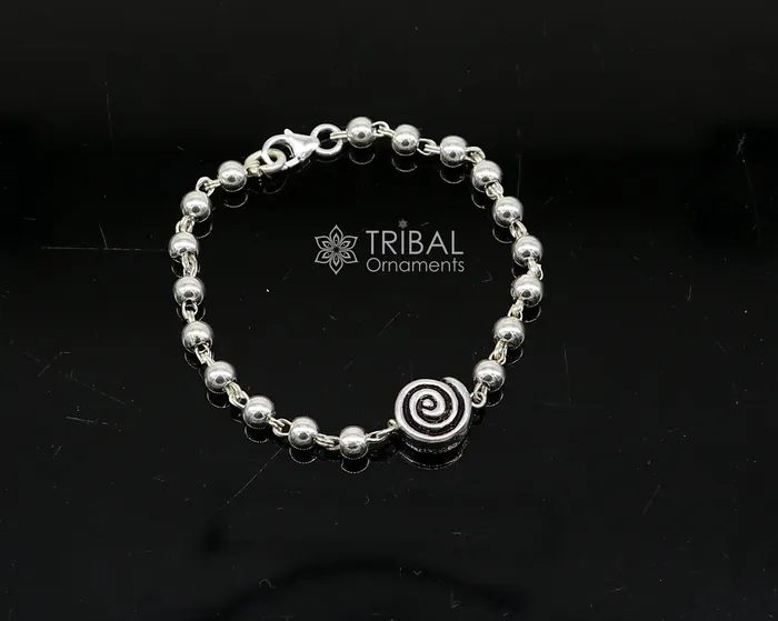 TRIBAL ORNAMENTS Bracelets All sizes 925 sterling silver beaded bracelet or anklet for girls and kidsyour baby silver Nazariyanazarbattu bbr501