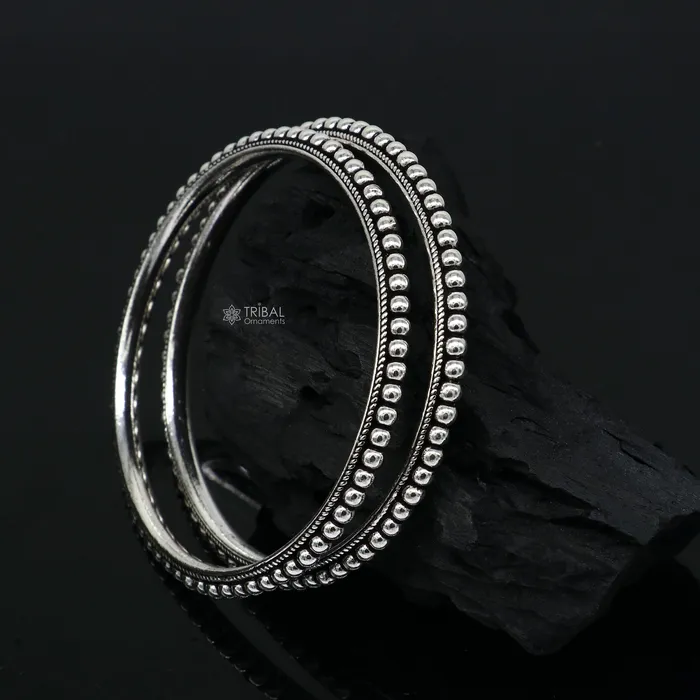 TRIBAL ORNAMENTS Bracelets Cultural trendy 925 sterling silver handmade gorgeous bangle bracelet with excellent silver ball work tribal wedding fancy jewelry nba398