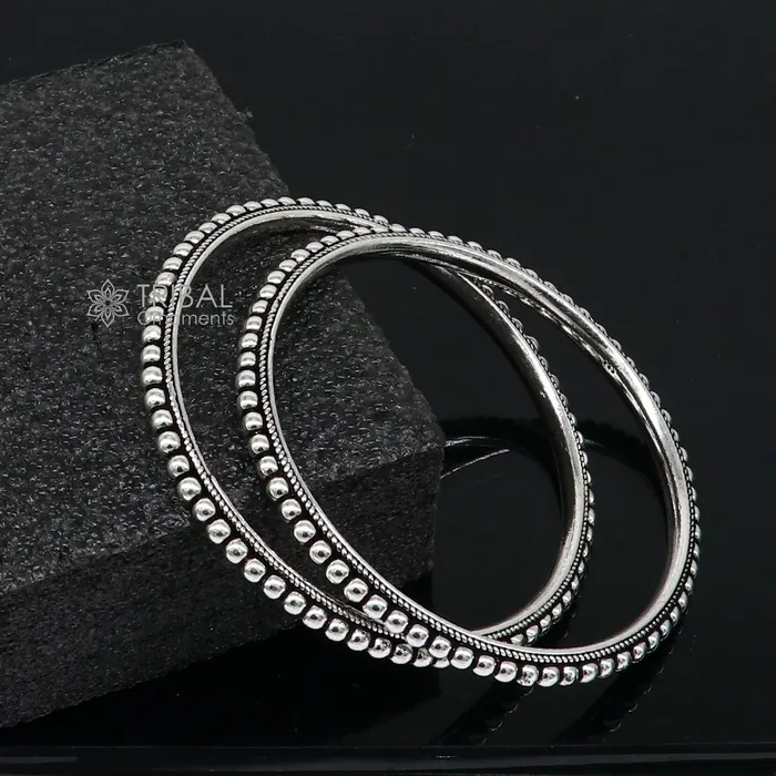 TRIBAL ORNAMENTS Bracelets Cultural trendy 925 sterling silver handmade gorgeous bangle bracelet with excellent silver ball work tribal wedding fancy jewelry nba398