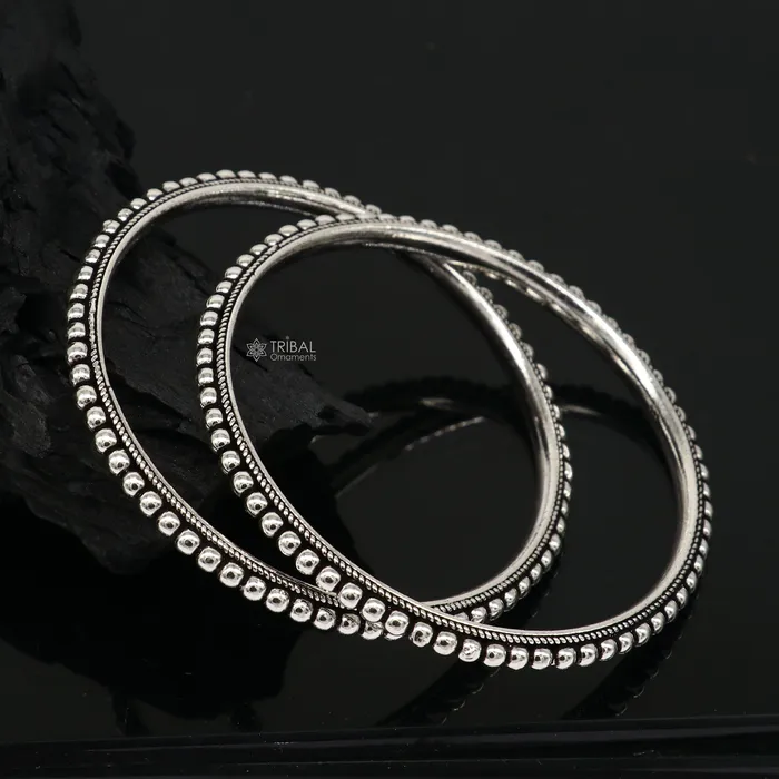 TRIBAL ORNAMENTS Bracelets Cultural trendy 925 sterling silver handmade gorgeous bangle bracelet with excellent silver ball work tribal wedding fancy jewelry nba398